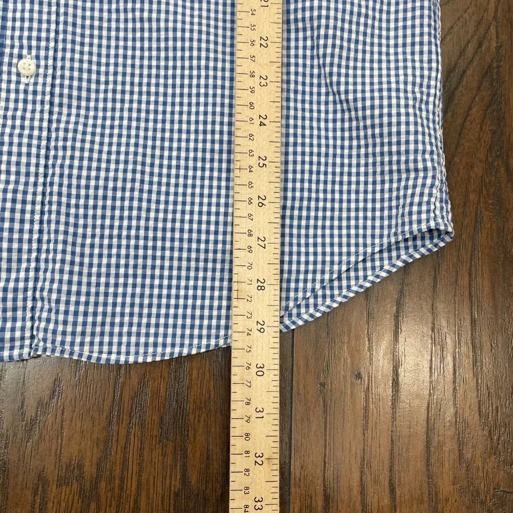 J. Crew Shirt Medium Blue White Gingham Plaid‎ Classic Button-Front Men's